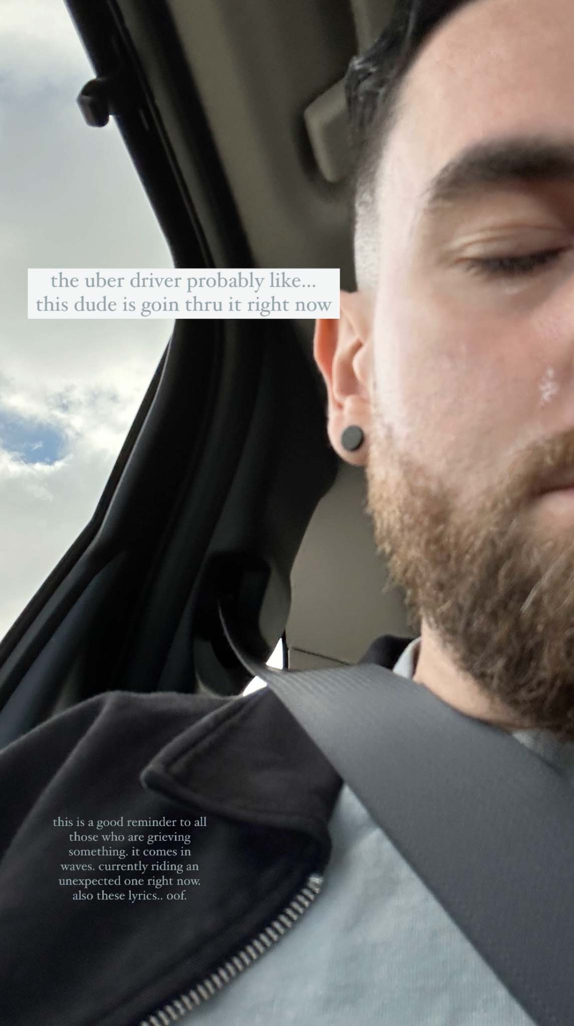 He also posted a picture of him crying while on his way home to see family