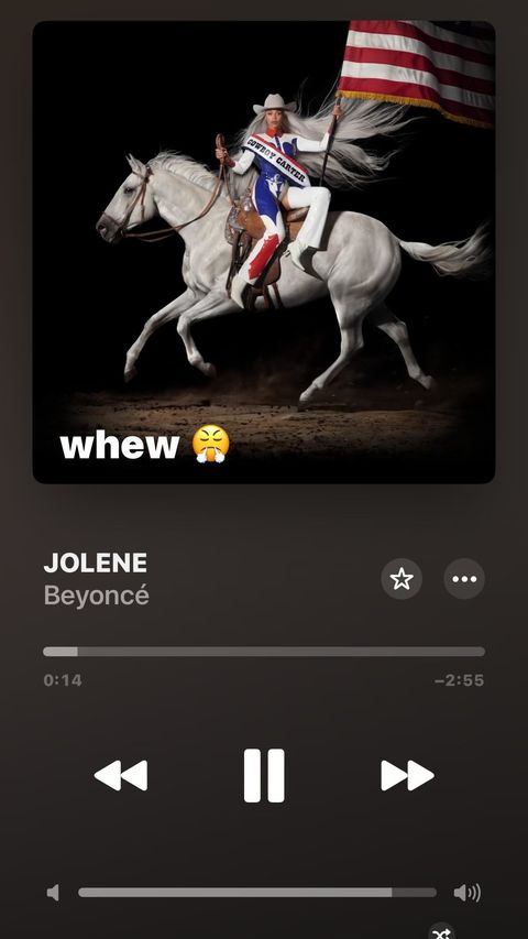 Hailey posted Beyonce's latest cover of Dolly Parton's Jolene and captioned it 'whew'