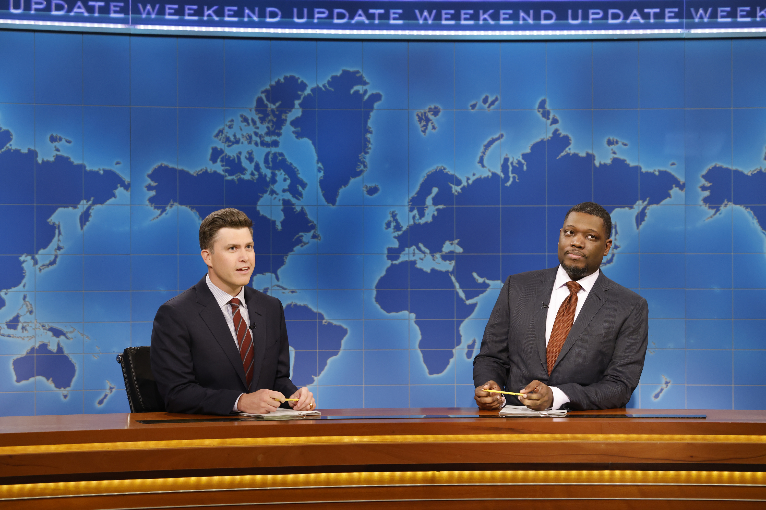 Colin Jost was set up by friend and co-anchor Michael Che during Weekend Update