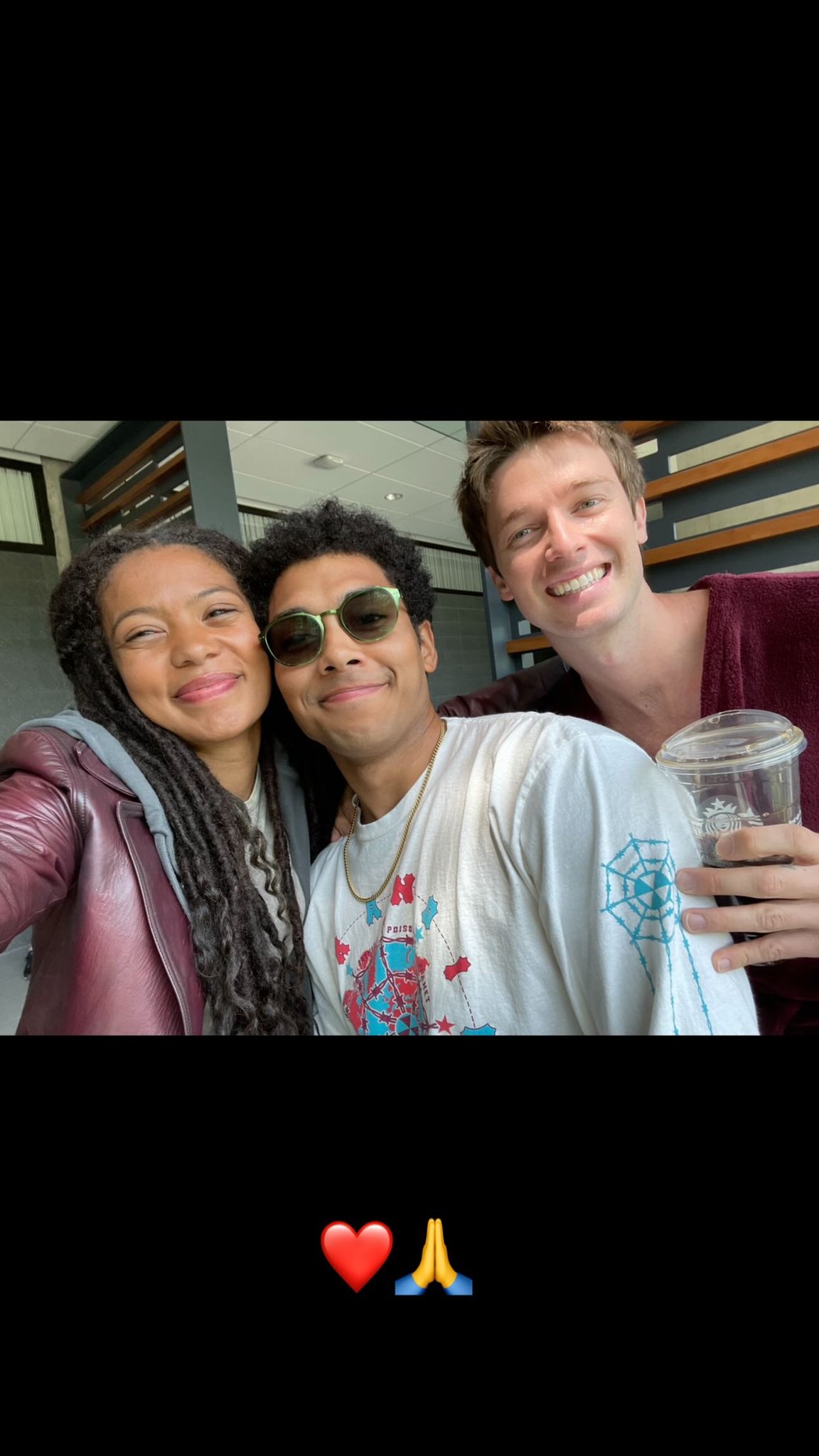 Chance pictured with his Gen Z co-stars Patrick Schwarzenegger and Jaz Sinclair