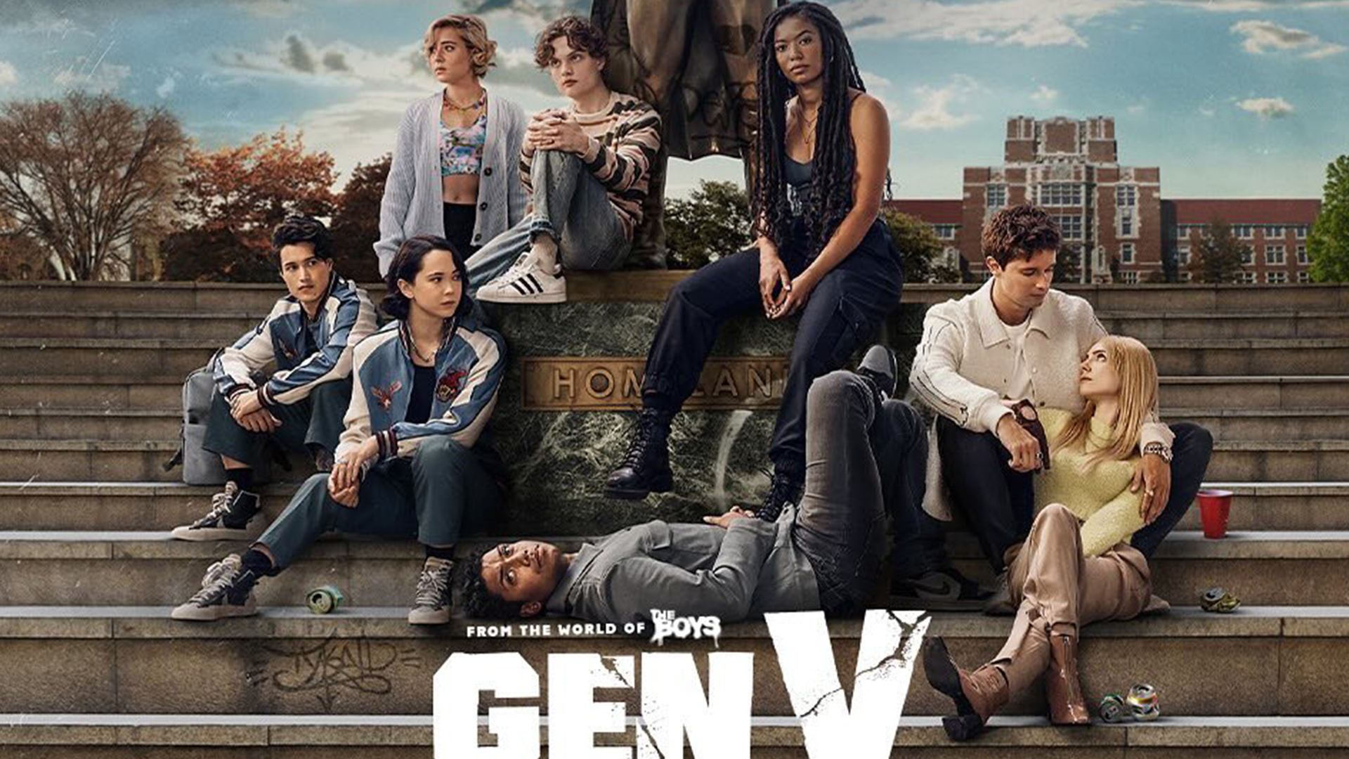 Chance posed with the Gen V ensemble cast for a promo