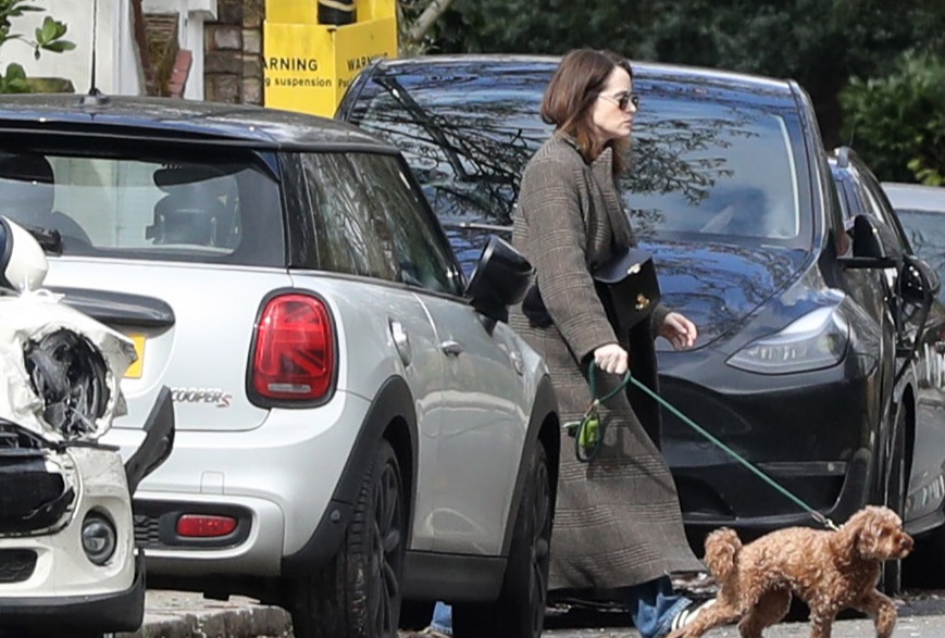 The actress was later snapped walking her dog