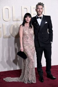 Christina Ricci and husband Mark Hampton attend the Golden Globe Awards in January.