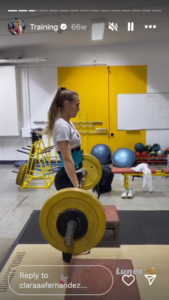 Clara Fernandez in Two-Piece Workout Gear Does Stability Ball Planks