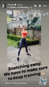 Frida Redknapp in Two-Piece Workout Gear Eats an "Apple a Day"