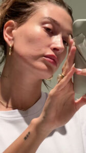 Hailey Bieber showed off her natural skin and blemishes in a new TikTok video