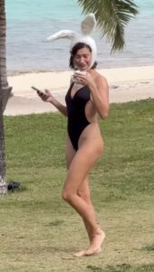 Hailey Bieber bounced around in a special Easter swimsuit