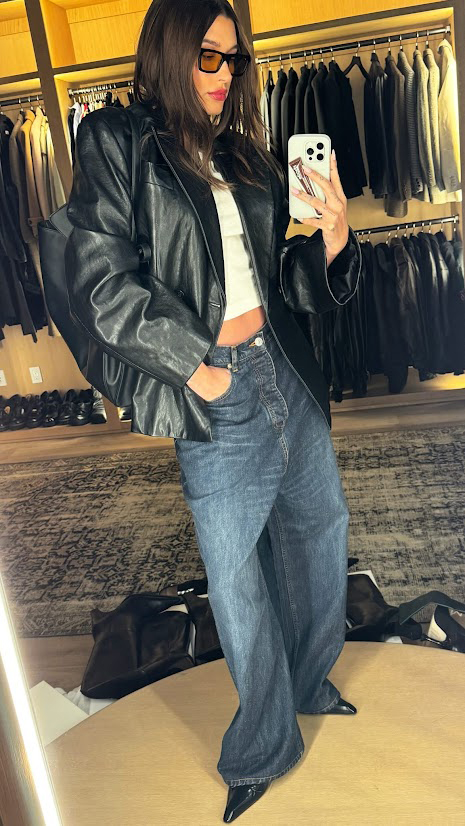Hailey Bieber sparked concern with her extremely tiny waistline in baggy jeans in a deleted Instagram photo