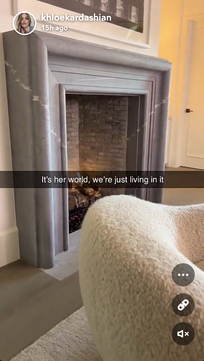 Khloe also gave a glimpse of her living room