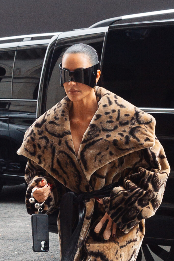 Kim Kardashian appeared at Paris Fashion Week while wearing a fut coat
