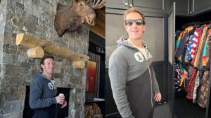Mark Zuckerberg showing off Meta AI enabled Ray-Ban glasses in Montana
