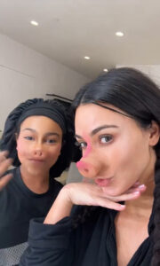 North West shared a new TikTok showing her mom Kim Kardashian posing in a pig nose filter
