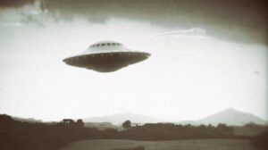 Unidentified Flying Object UFO black and white