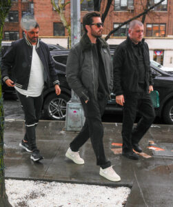 Scott Disick went out with his entourage on a rainy day in New York