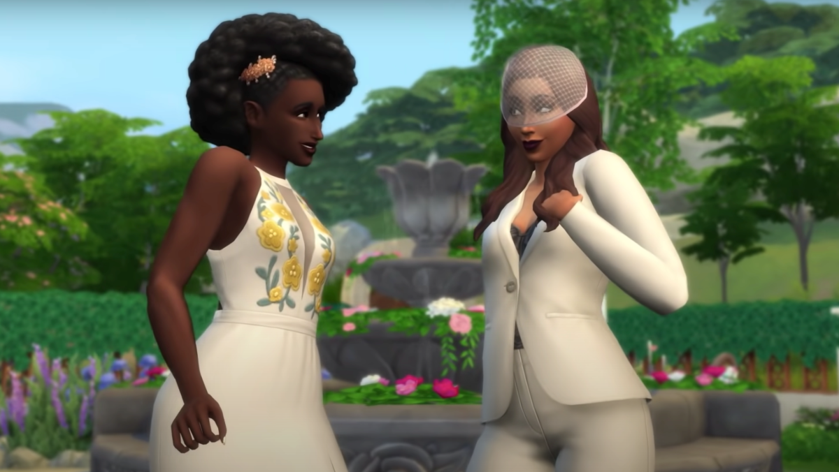 The Sims Wedding downloadable content game pack featuring two women getting married (1)
