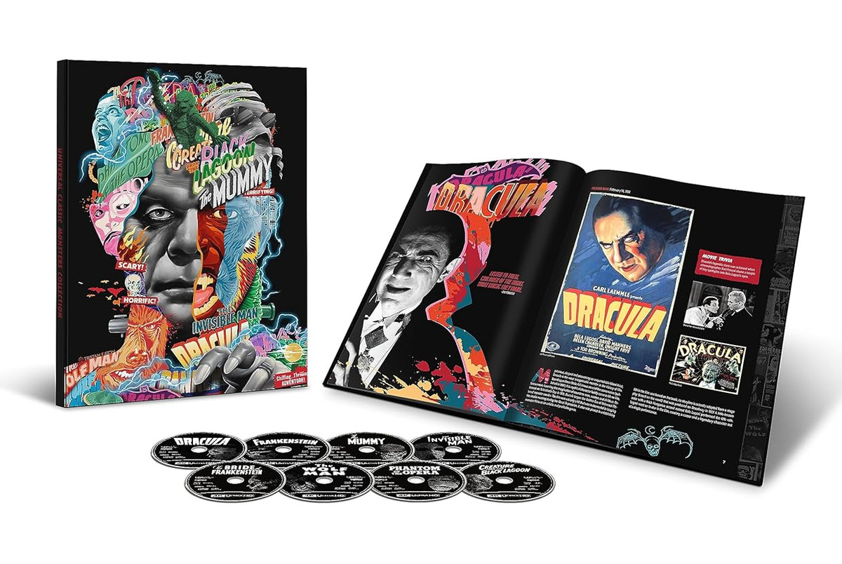 The beautiful box for the Universal Monsters Collection features funky pop art.