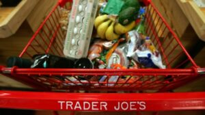 bananas in Trader Joe's shopping cart