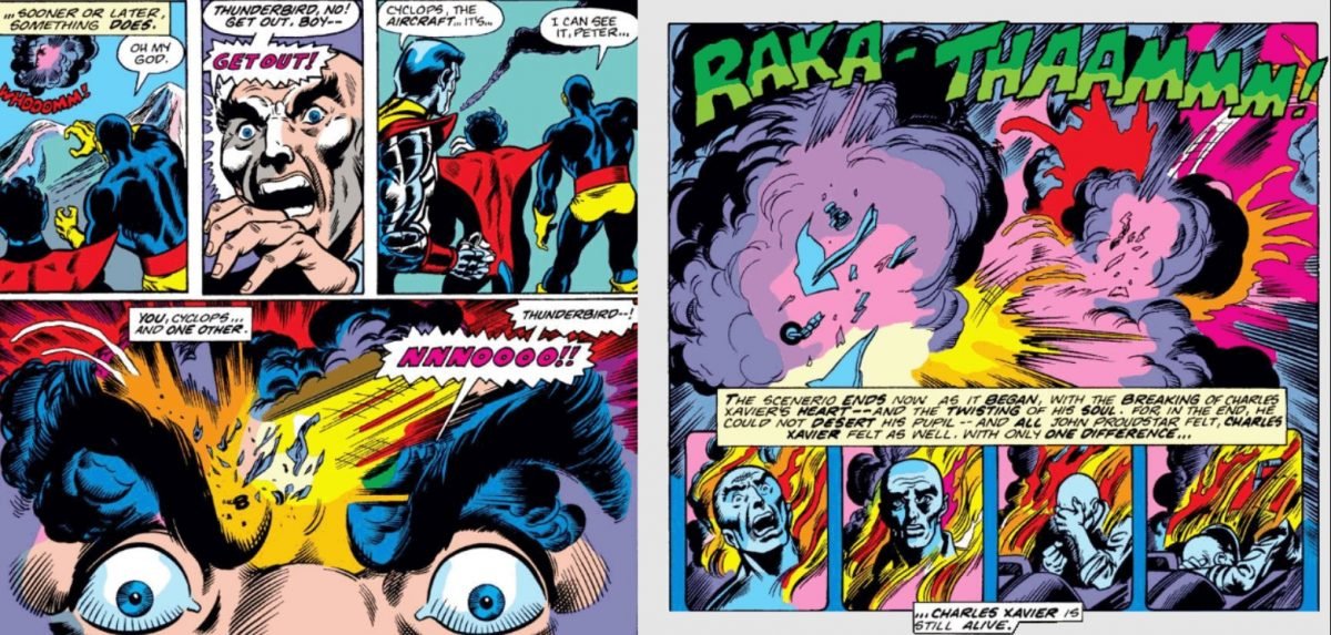 The death of Thunderbird in Uncanny X-Men #95. art by Dave Cockrum.