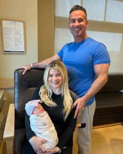 Mike and Lauren Sorrentino with their newborn daughter, Mia Bella Elizabeth