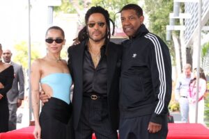 From left: Zoë Kravitz, Lenny Kravitz and Denzel Washington.