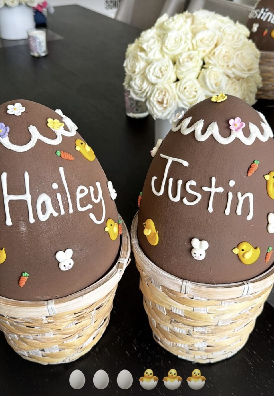 Hailey shared a photo of the Easter Eggs made for her and Justin