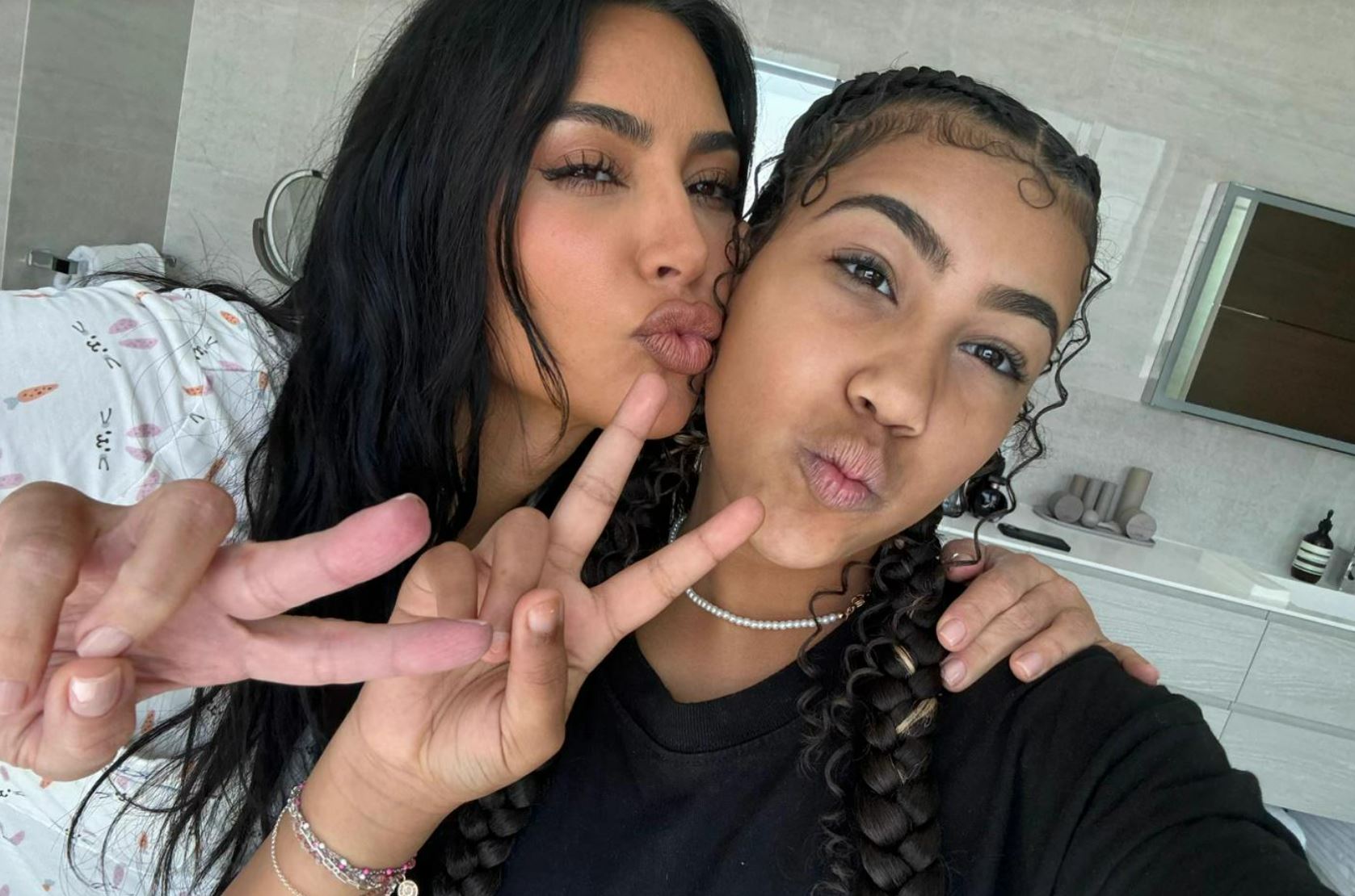 North recently mocked her mother on the platform by imitating her pose in another photo