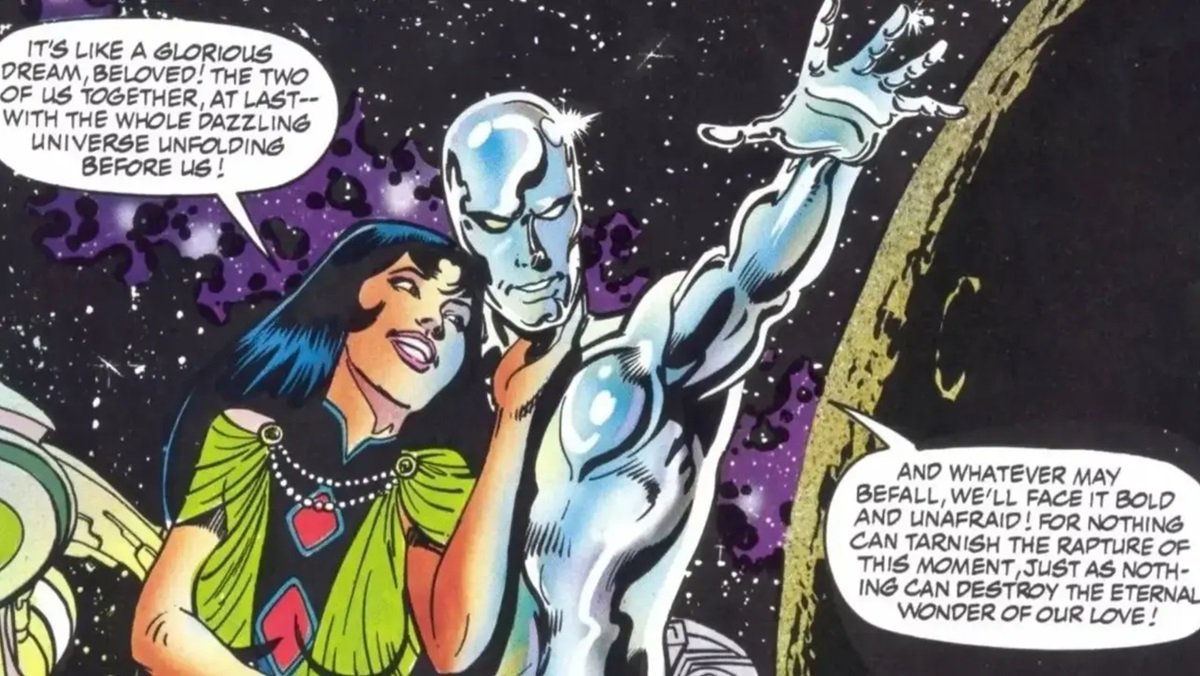 A reunited Shalla-Bal and Silver Surfer travel through the cosmos.