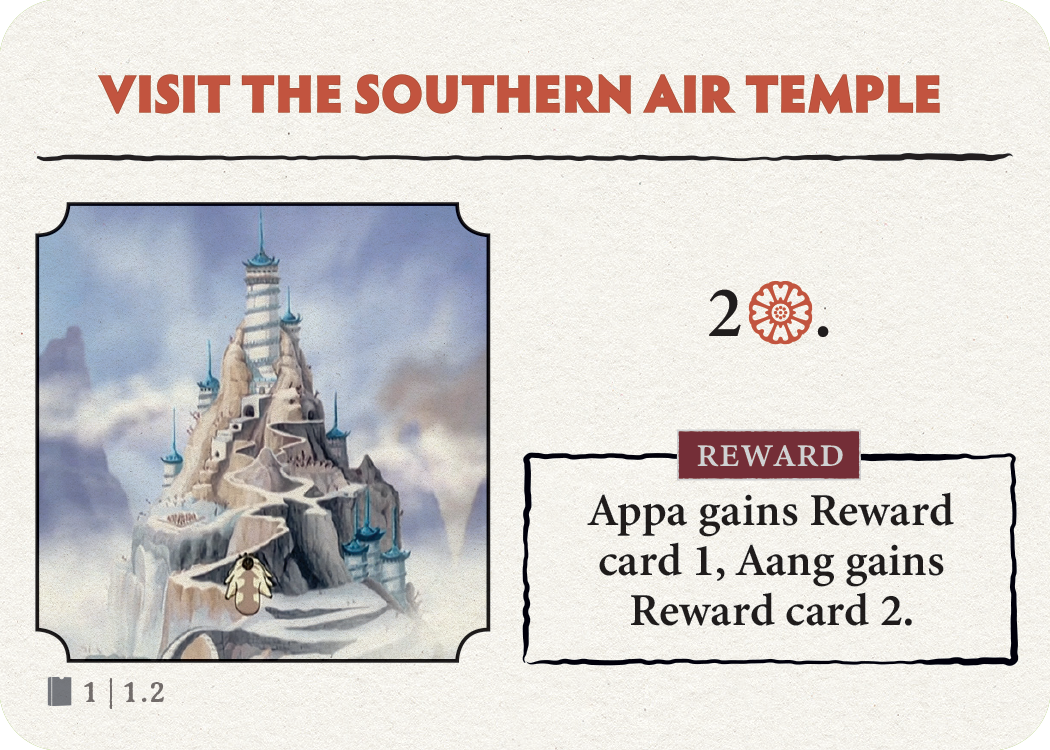 Art from the Visit the Southern Air Temple card from Avatar: The Last Airbender — Aang’s Destiny