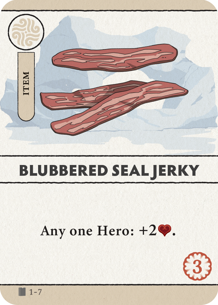 Card art of the item Blubbered Seal Jerky from Avatar: The Last Airbender — Aang’s Destiny