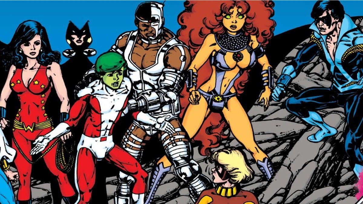 George Perez' cover for Tales of the Teen Titans Annual #3, the conclusion of The Judas Contract story.