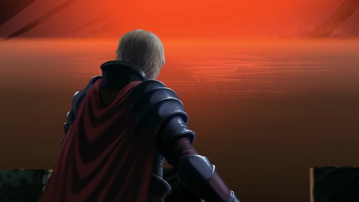 Aegon Targaryen looks out the red lit sky of the sea to Westeros in an animated short for Game of Thrones