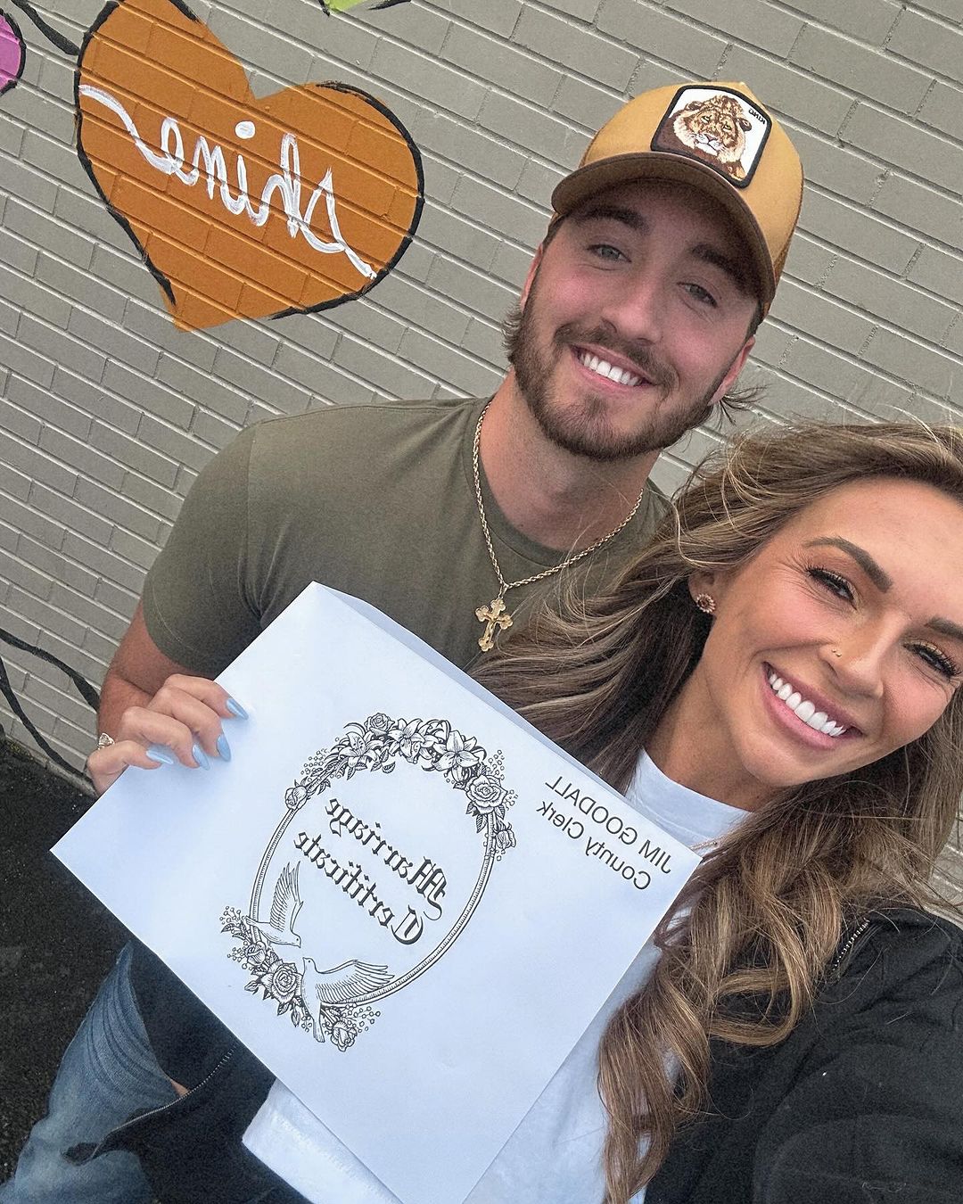 KT and Luke posed a photo of an envelope holding their marriage certificate on April 3, the day the couple got married