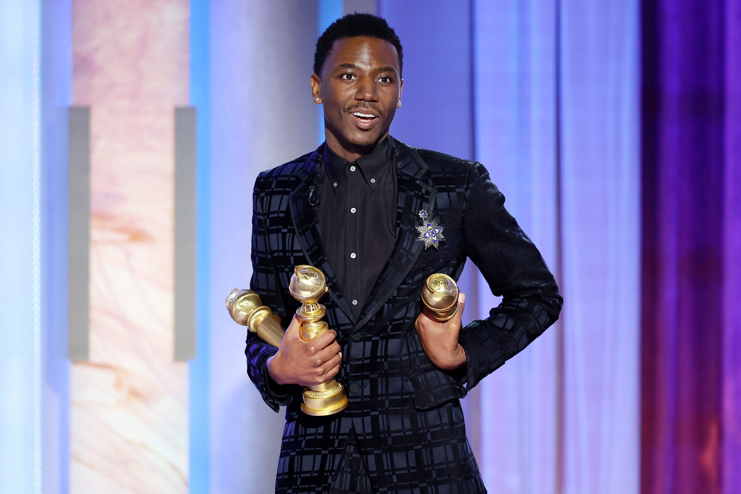 Jerrod Carmichael speaks onstage at the 80th Annual Golden Globe Awards held at the Beverly Hilton Hotel on January 10, 2023, in Beverly Hills, California
