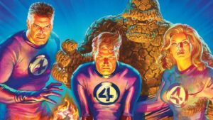 The Fantastic Four in retro costumes by Alex Ross.
