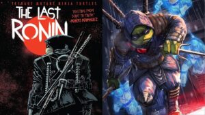 Cover and interior art for Teenage Mutant Ninja Turtles: The Last Ronin comic book series from IDW.