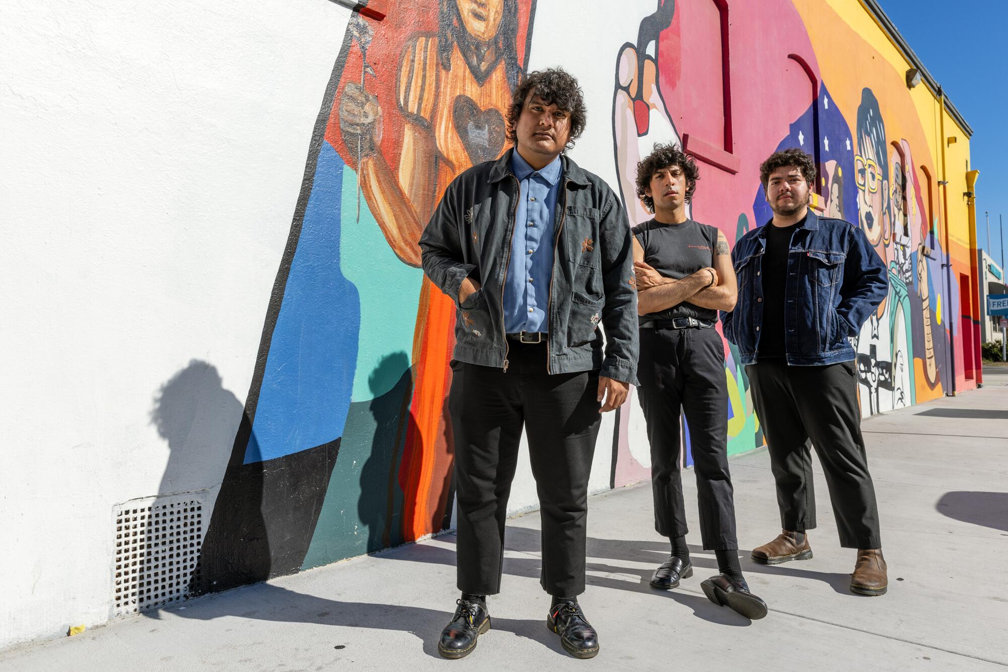 Members of the band the Red Pears: Henry Vargas, left, Jose Corona and Patrick Juarez in El Monte.