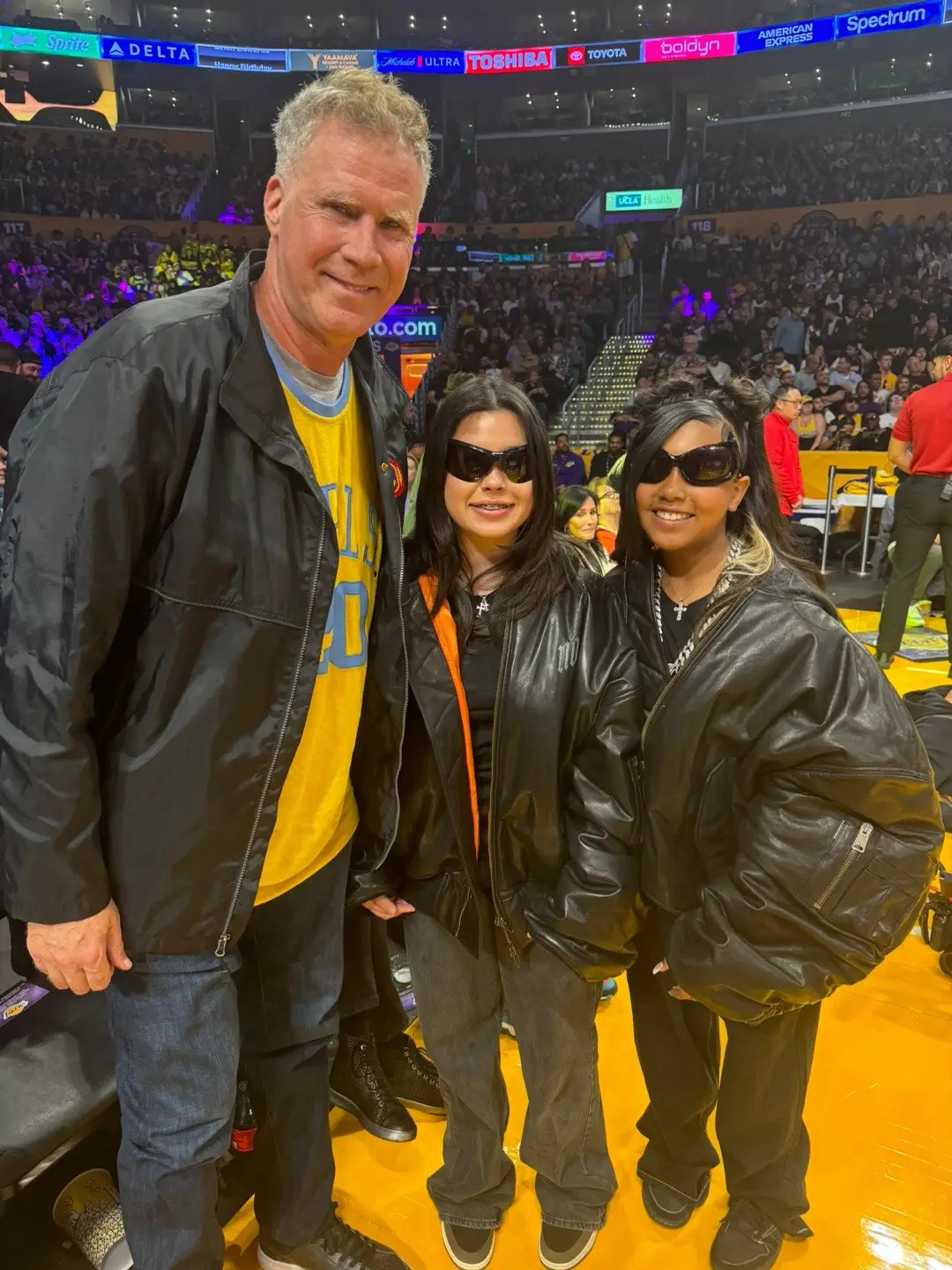 North and her friend were also shown standing on the court with actor Will Ferrell