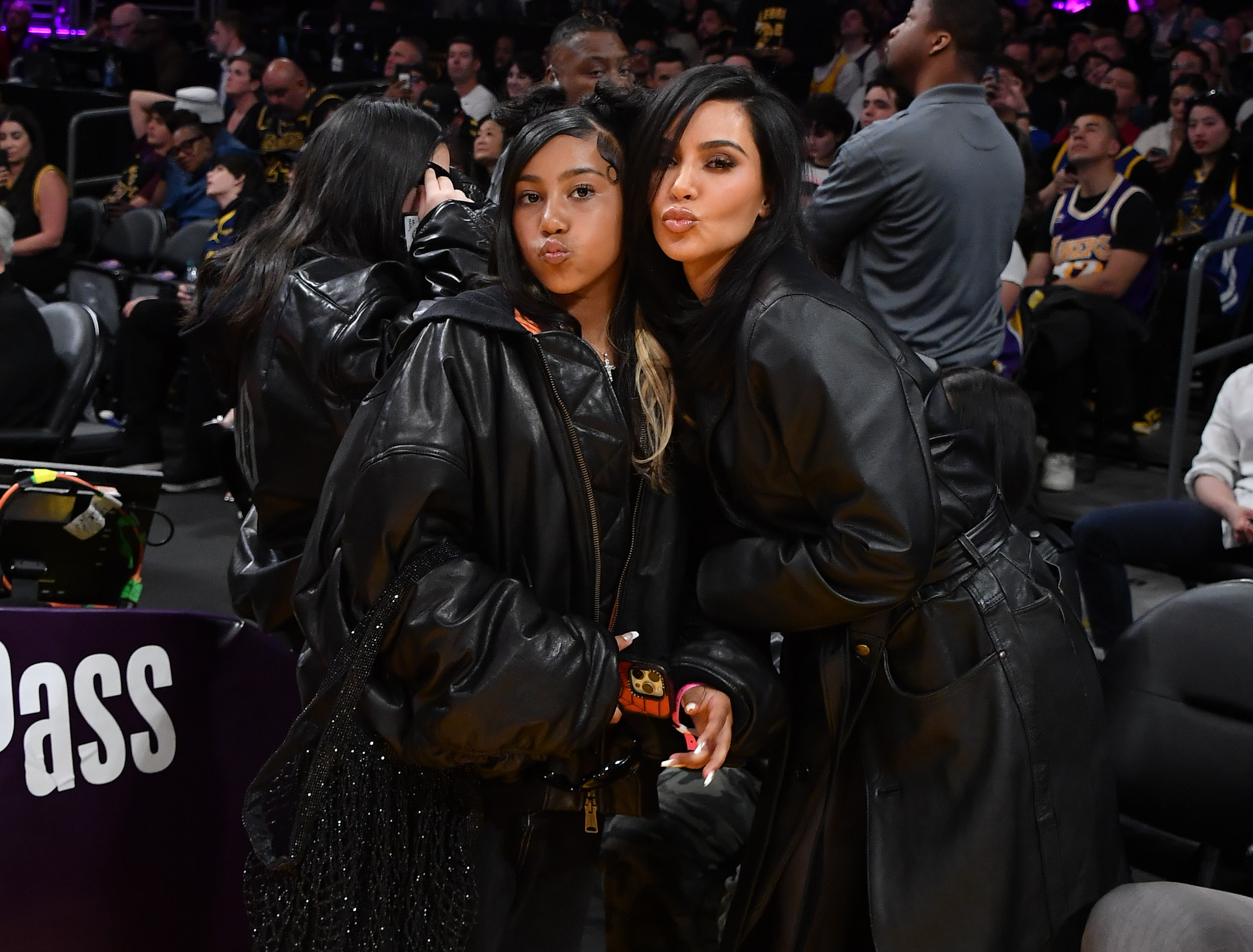 Kim and North at the Los Angeles Lakers and the Golden State Warriors game