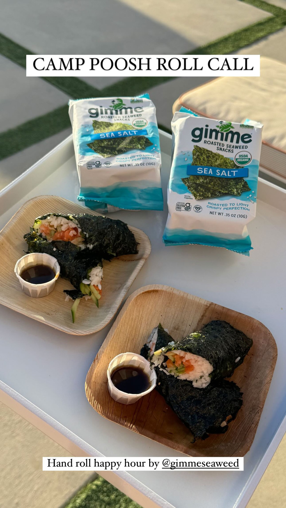 Fans were given a peek at the food available at Camp Poosh when the brand uploaded photos of scrumptious-looking seaweed roll