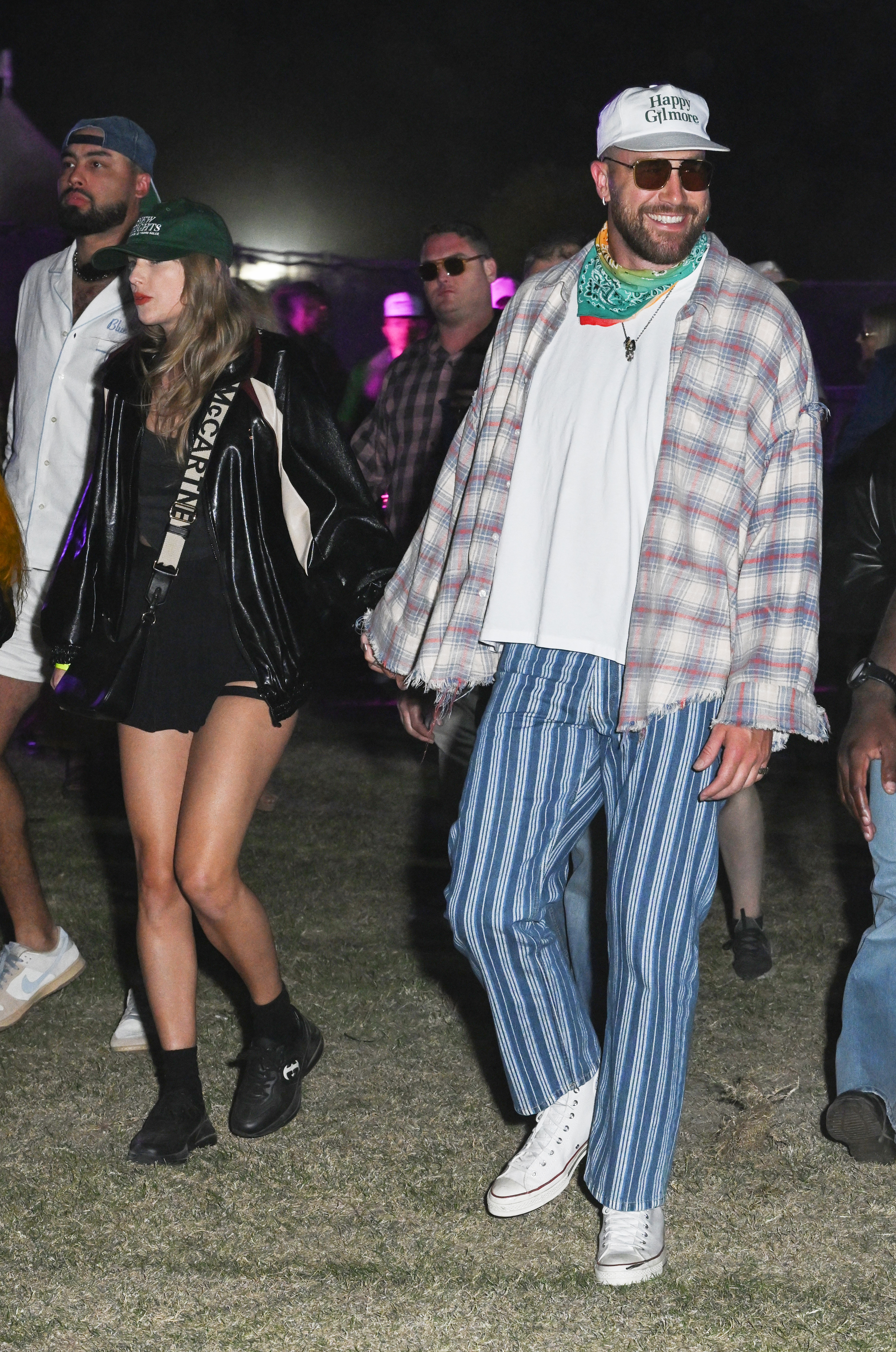 Taylor and her boyfriend Travis Kelce supported her friends as they performed on stage at the popular music festival