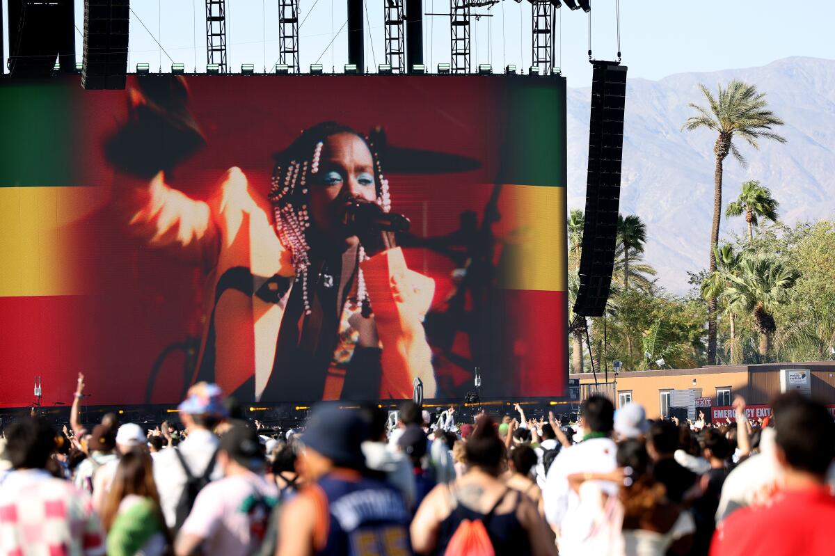 Ms. Lauryn Hill makes an appearance during YG Marley's set at Coachella on Sunday.