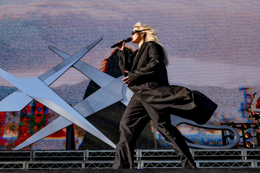 Renee Rapp performs at the Outdoor stage during the Coachella Valley Music and Arts Festival in Indio, California, on April 14, 2024.