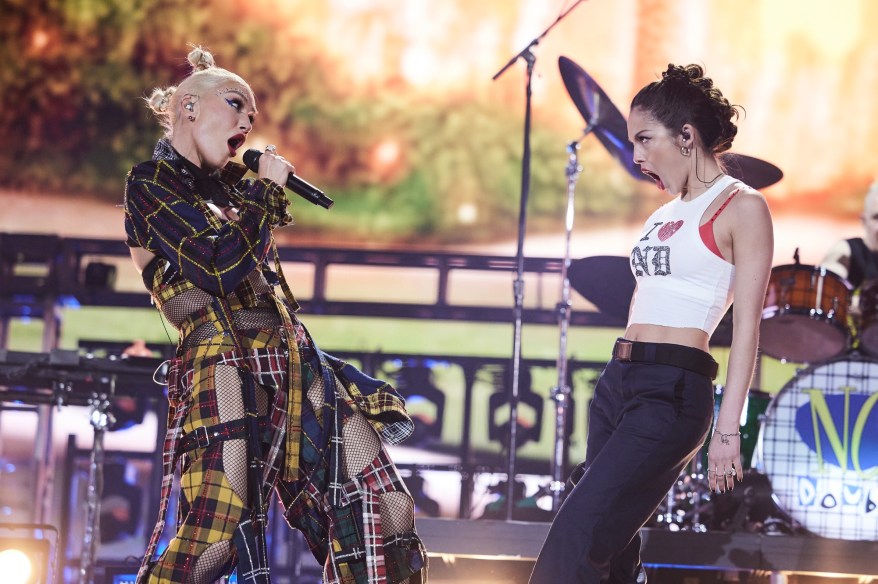 Gwen Stefani of No Doubt and Olivia Rodrigo perform at the Coachella Stage during the 2024 Coachella Valley Music and Arts Festival at Empire Polo Club on April 13, 2024.