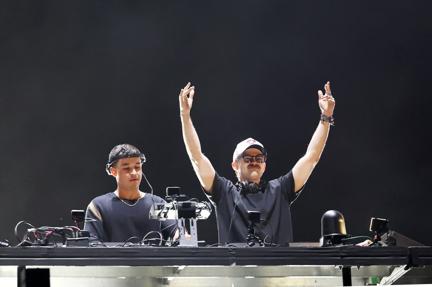 John Summit and Dom Dolla of Everything Always perform at the Outdoor Theatre during the 2024 Coachella Valley Music and Arts Festival at Empire Polo Club on April 12, 2024.