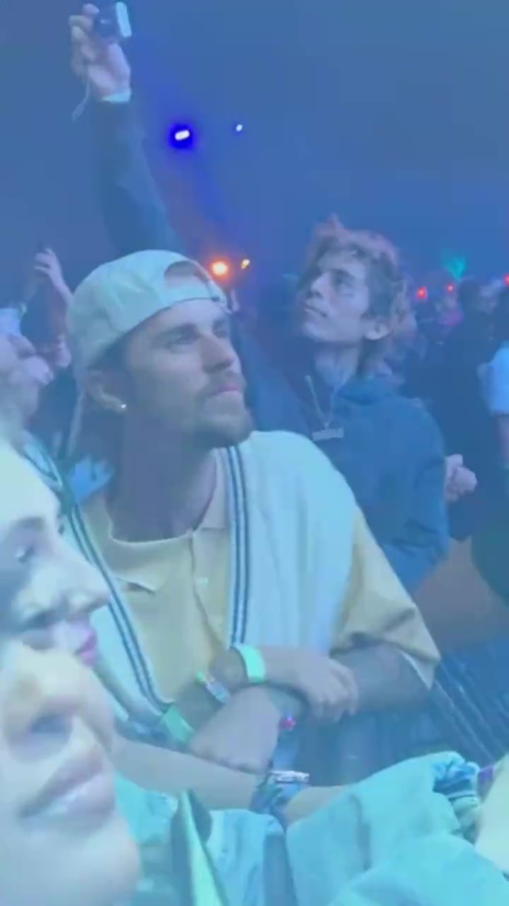 Justin was caught on camera watching a Coachella performance without his wife by his side