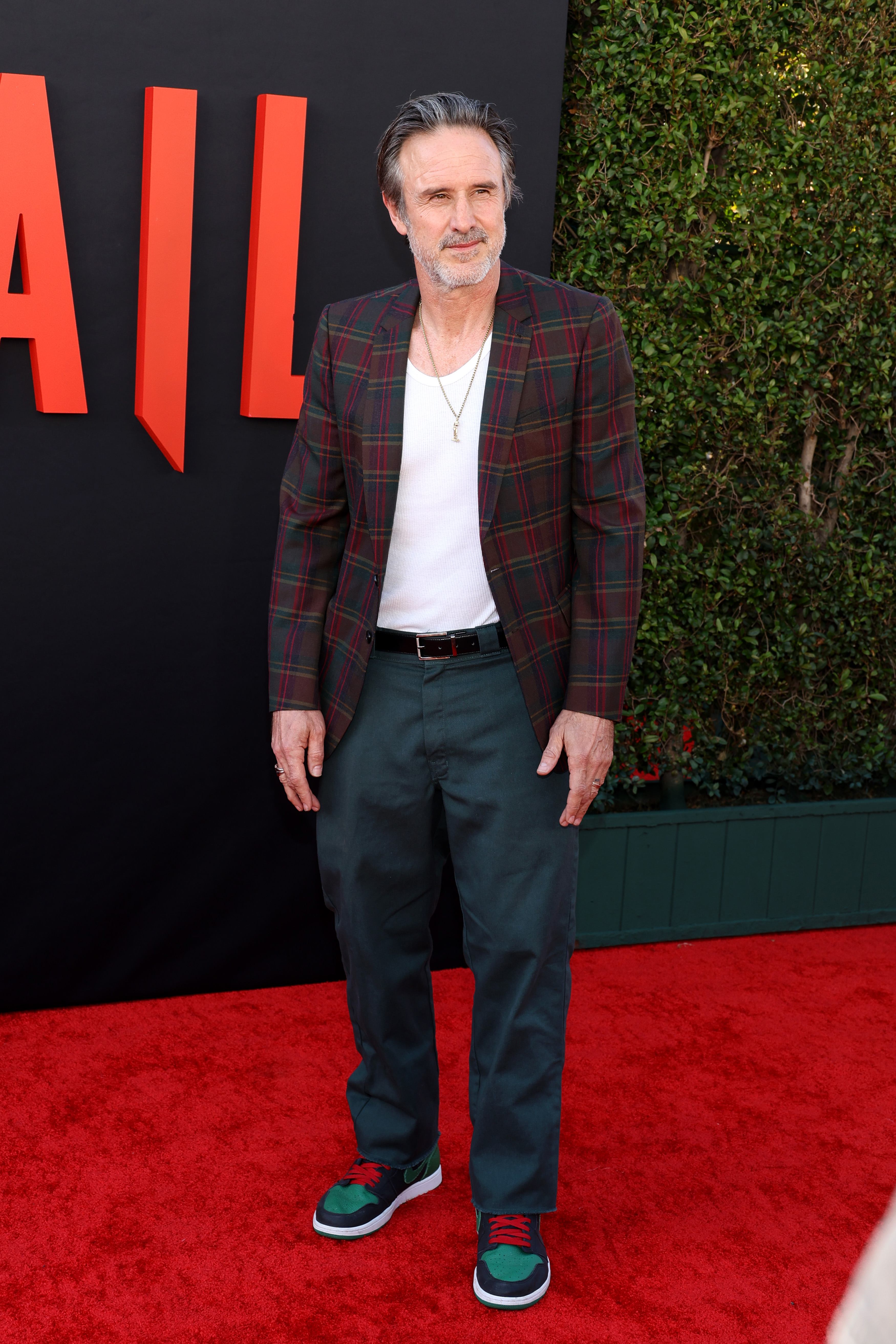 The actor showed off his style in slacks and a blazer