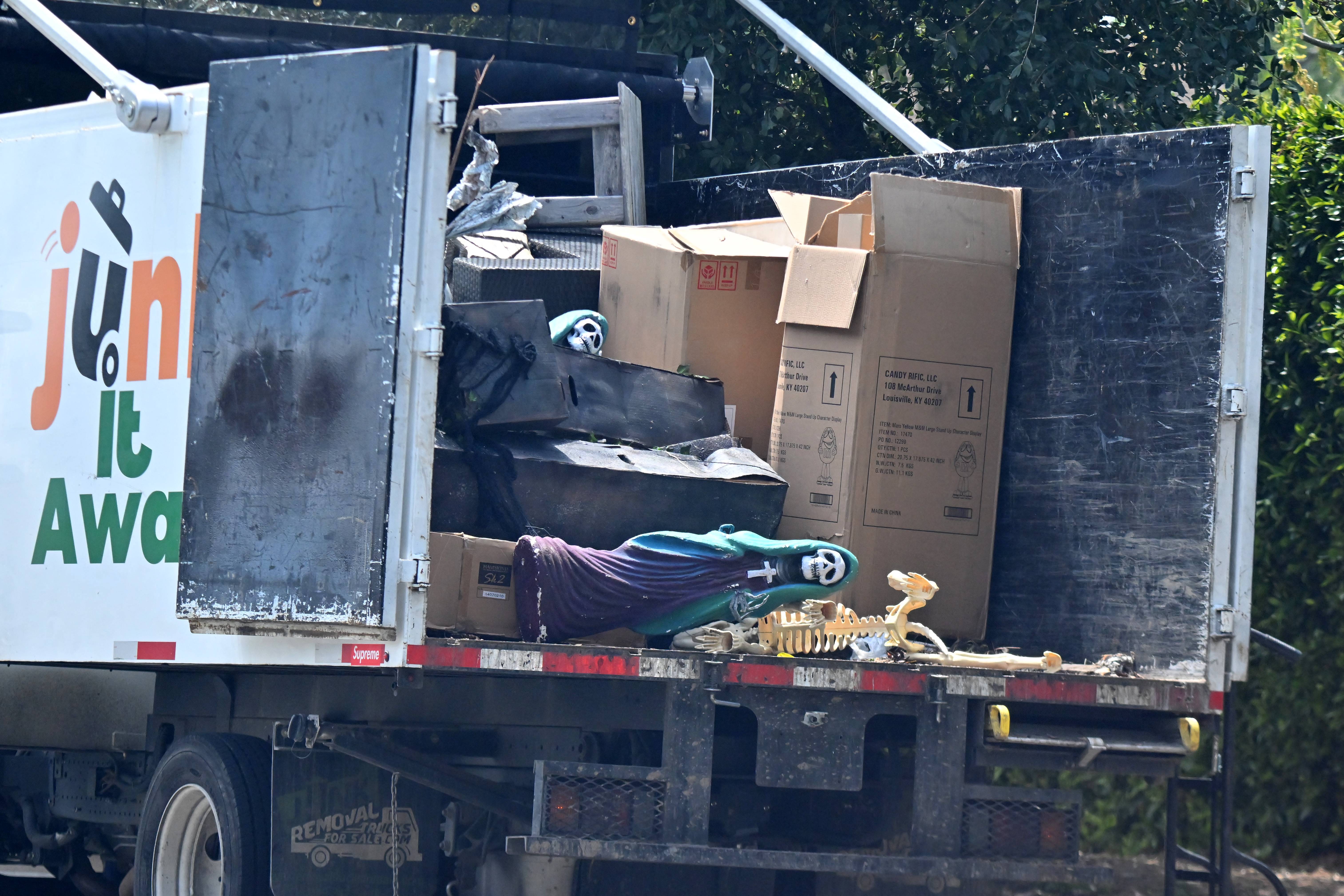 Some of the items that were seen being loaded onto the truck were Halloween decorations, an old mattress and outside furniture, among others things
