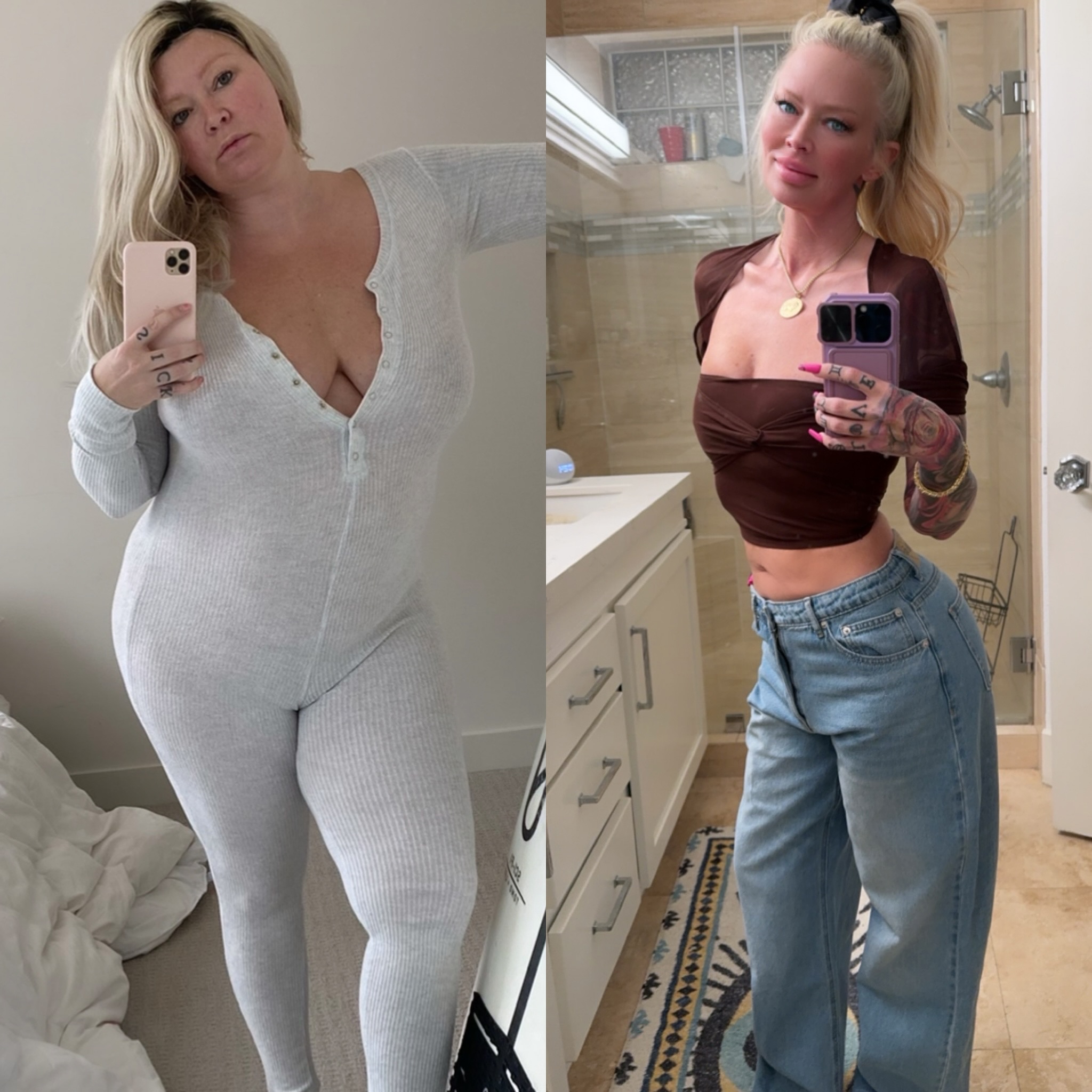 Jenna showed off her fuller figure in a before and after comparison of her physical transformation