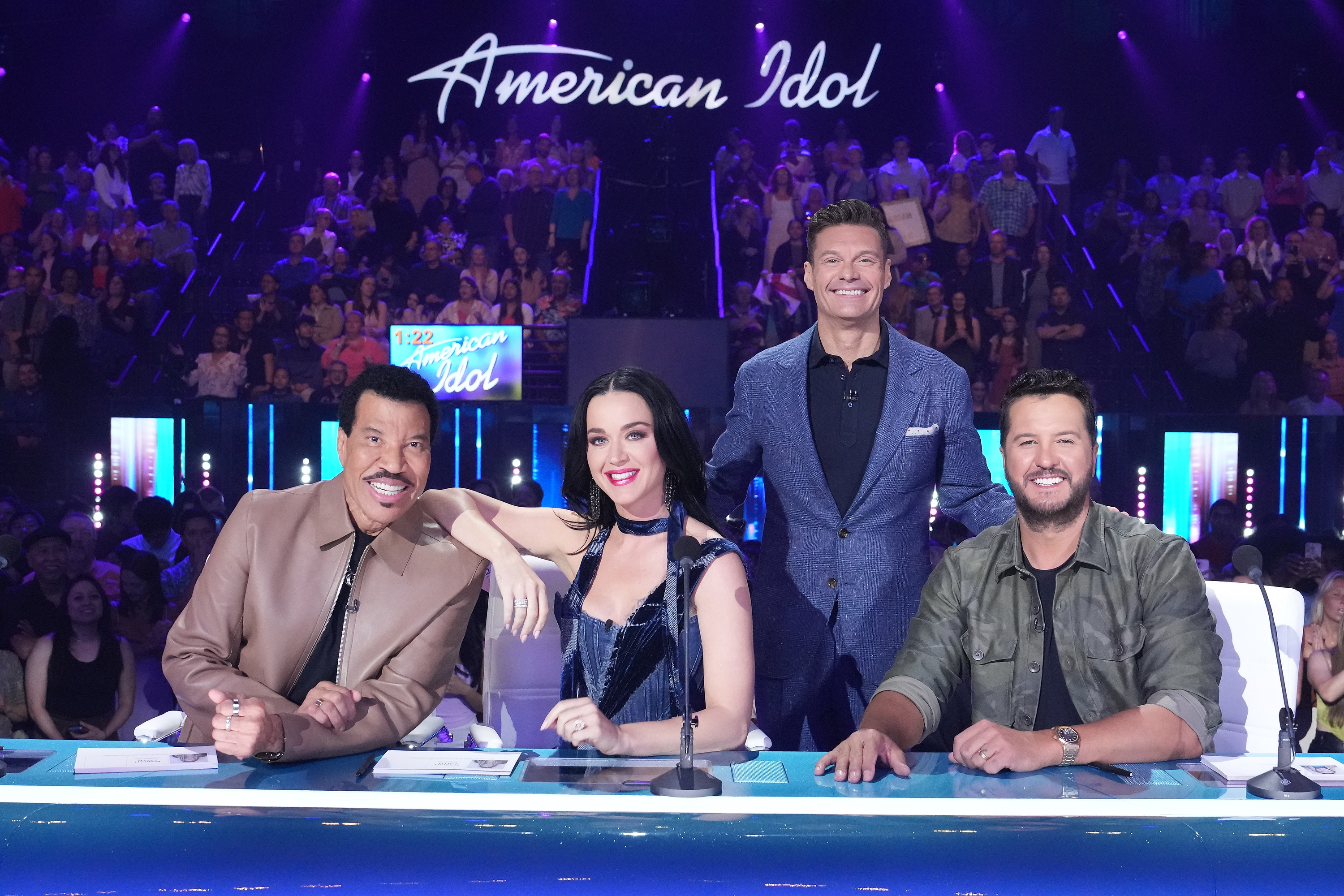 Katy with fellow American Idol judges Lionel Richie and Luke Bryan and show host, Ryan Seacrest