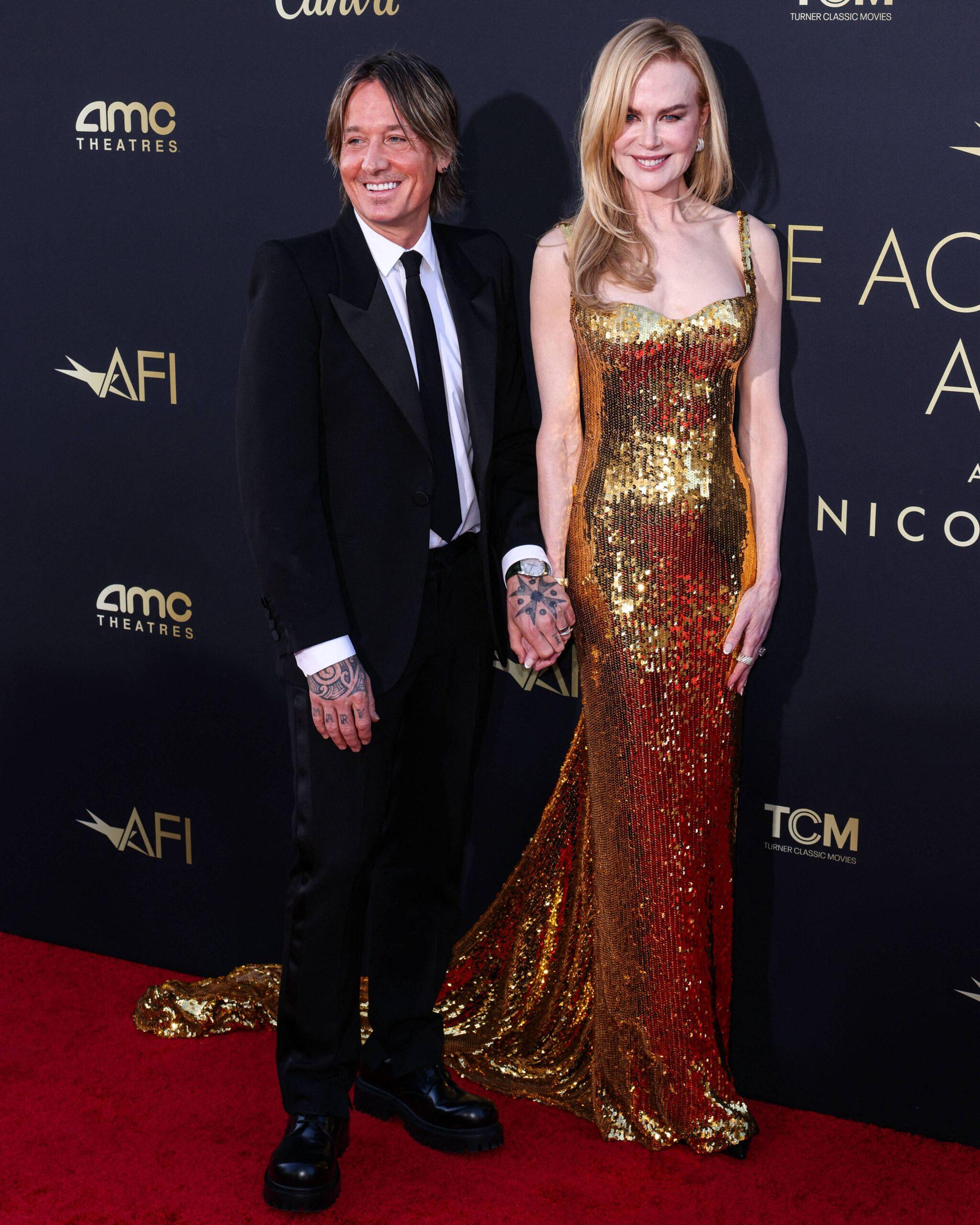 Nicole Kidman Flaunts Figure In A Fitted Gold Balenciaga Outfit For AFI Award Gala